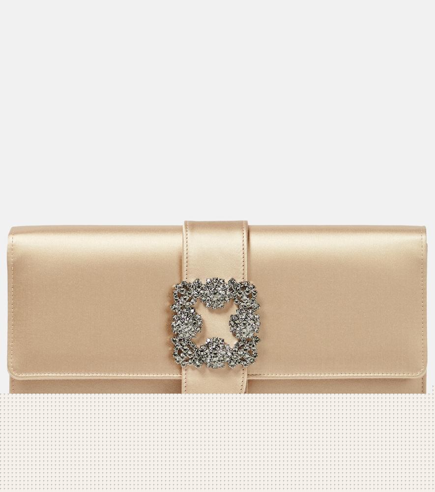 manolo blahnik capri embellished satin clutch