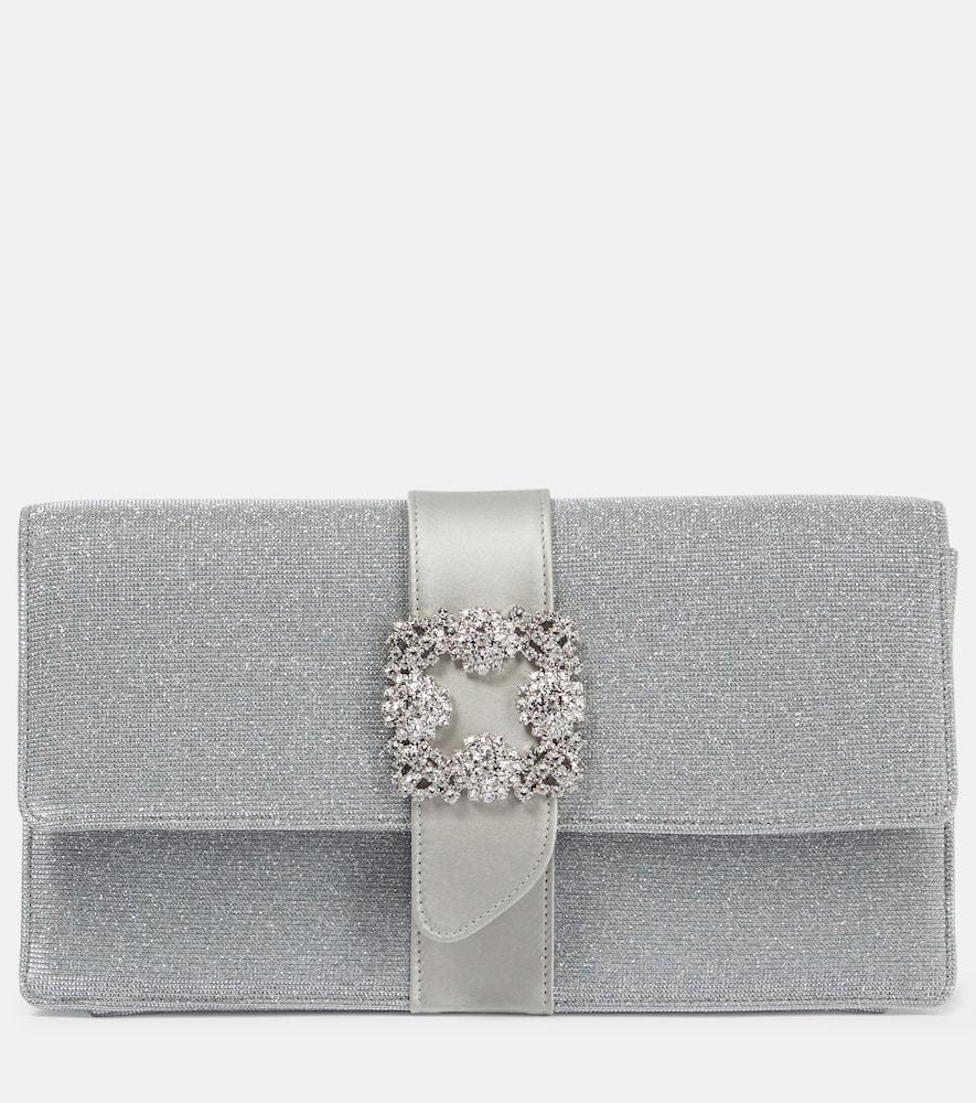 manolo blahnik capri glitter embellished clutch