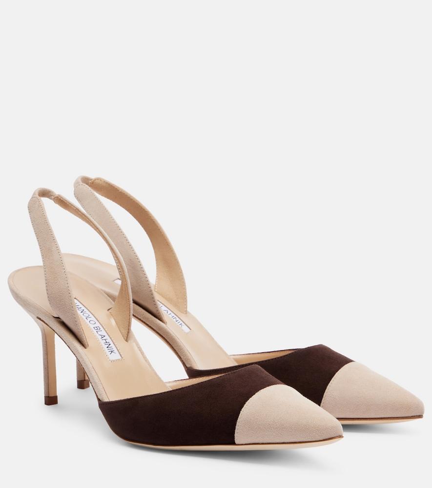 manolo blahnik capsli 70 suede slingback pumps