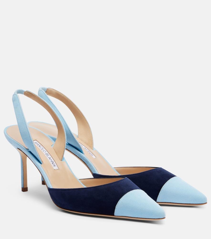 manolo blahnik capsli suede slingback pumps