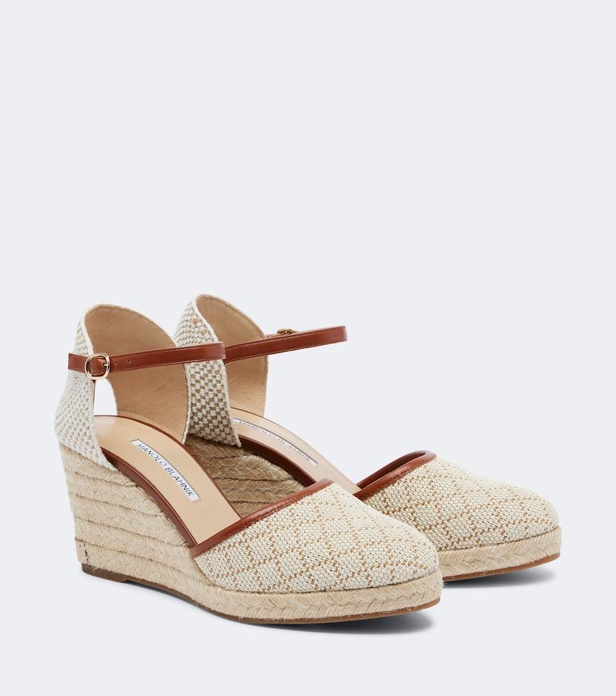manolo blahnik espadrahi raffia-effect espadrille wedges