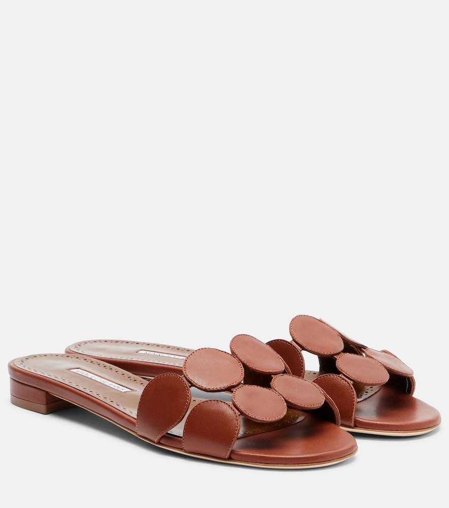 manolo blahnik haribalmuflat leather slides