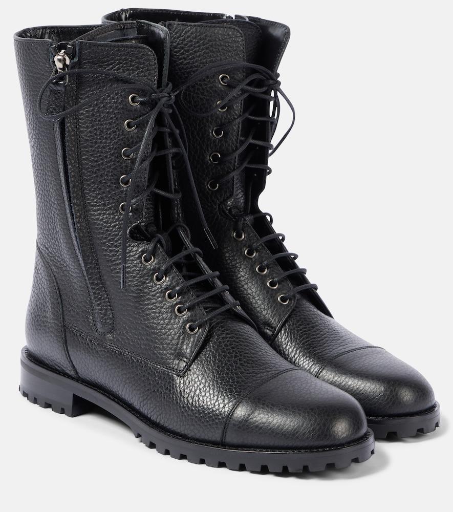 manolo blahnik lugata leather lace-up boots