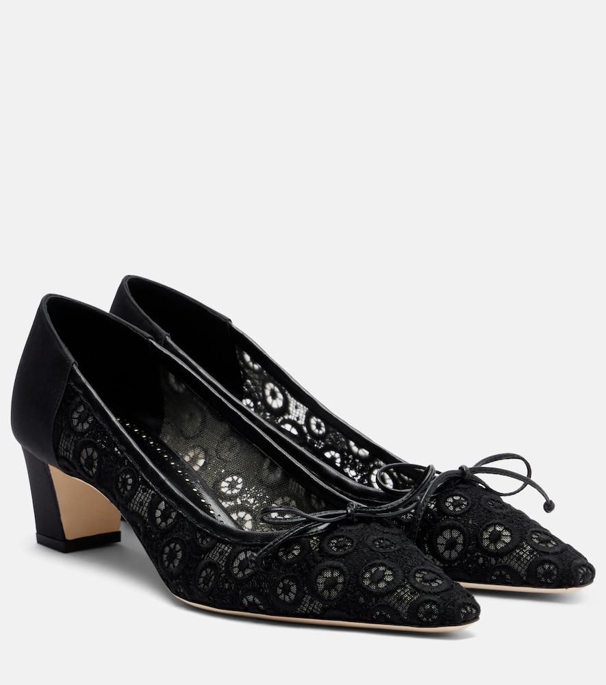 manolo blahnik martebal 50 lace bow-detail pumps