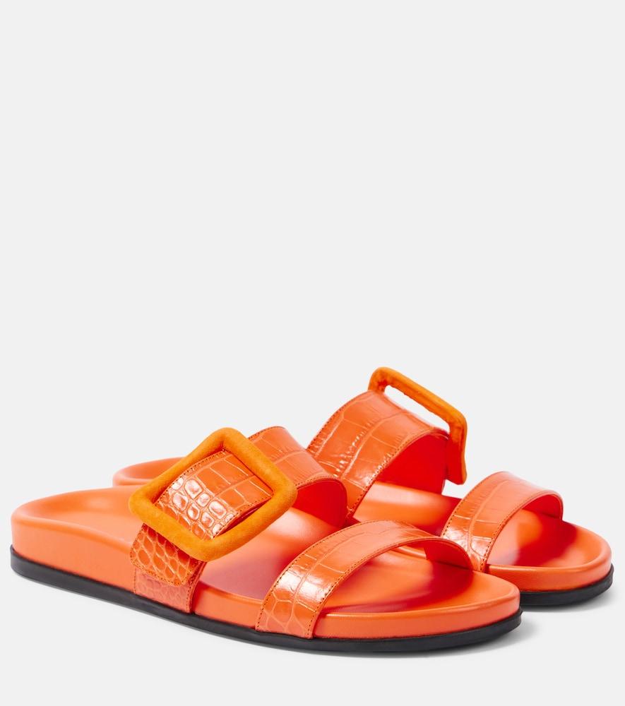 manolo blahnik mayfu leather slides