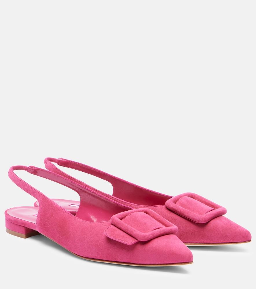manolo blahnik maylura suede slingback flats