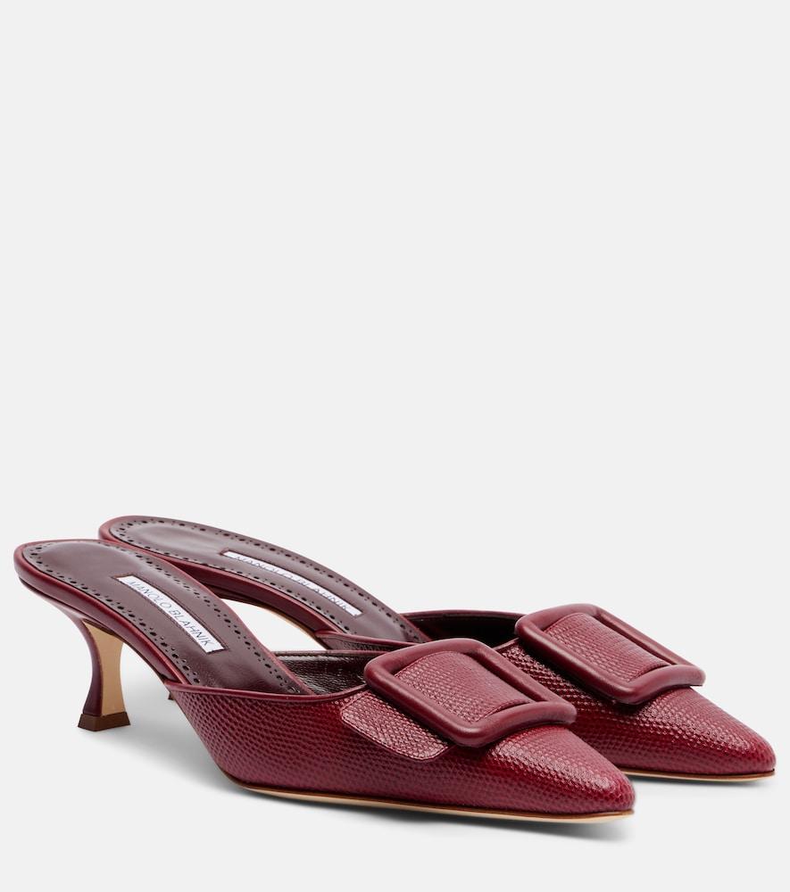 manolo blahnik maysale 50 snake-effect leather mules