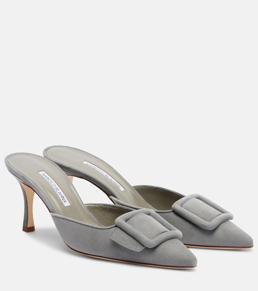 manolo blahnik maysale 70 suede mules