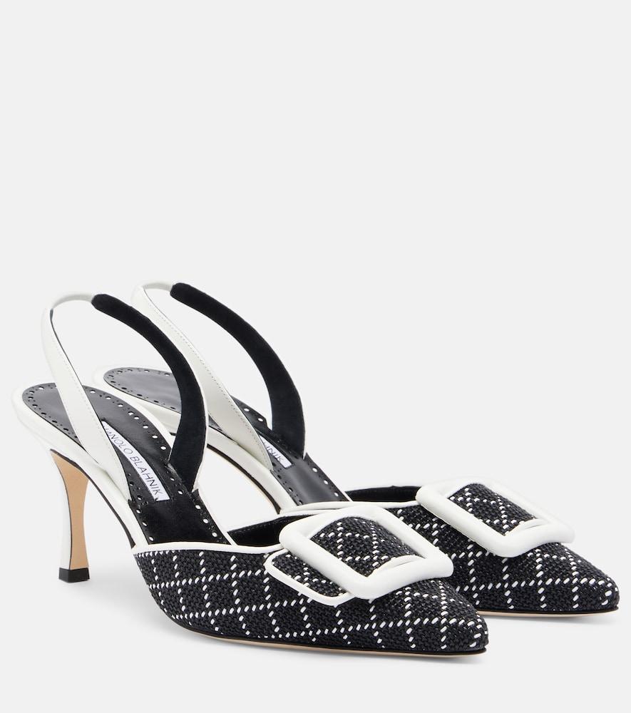 manolo blahnik mayslibi raffia-effect slingback pumps