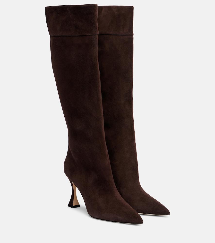 manolo blahnik miralonepla 90 suede knee-high boots