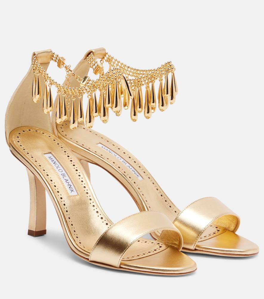 manolo blahnik nicusan 90 embellished leather sandals