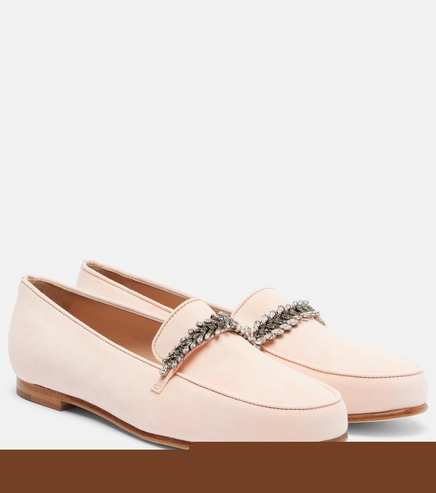 manolo blahnik pisufa embellished suede loafers