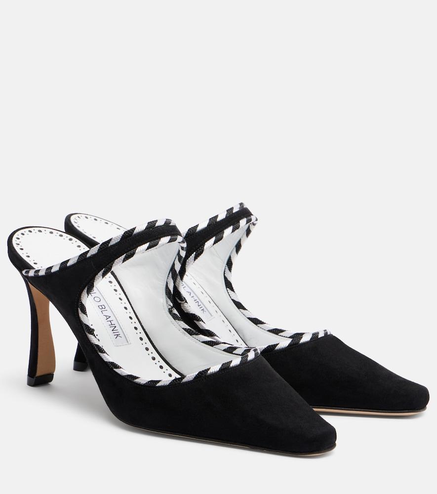 manolo blahnik pura suede mules
