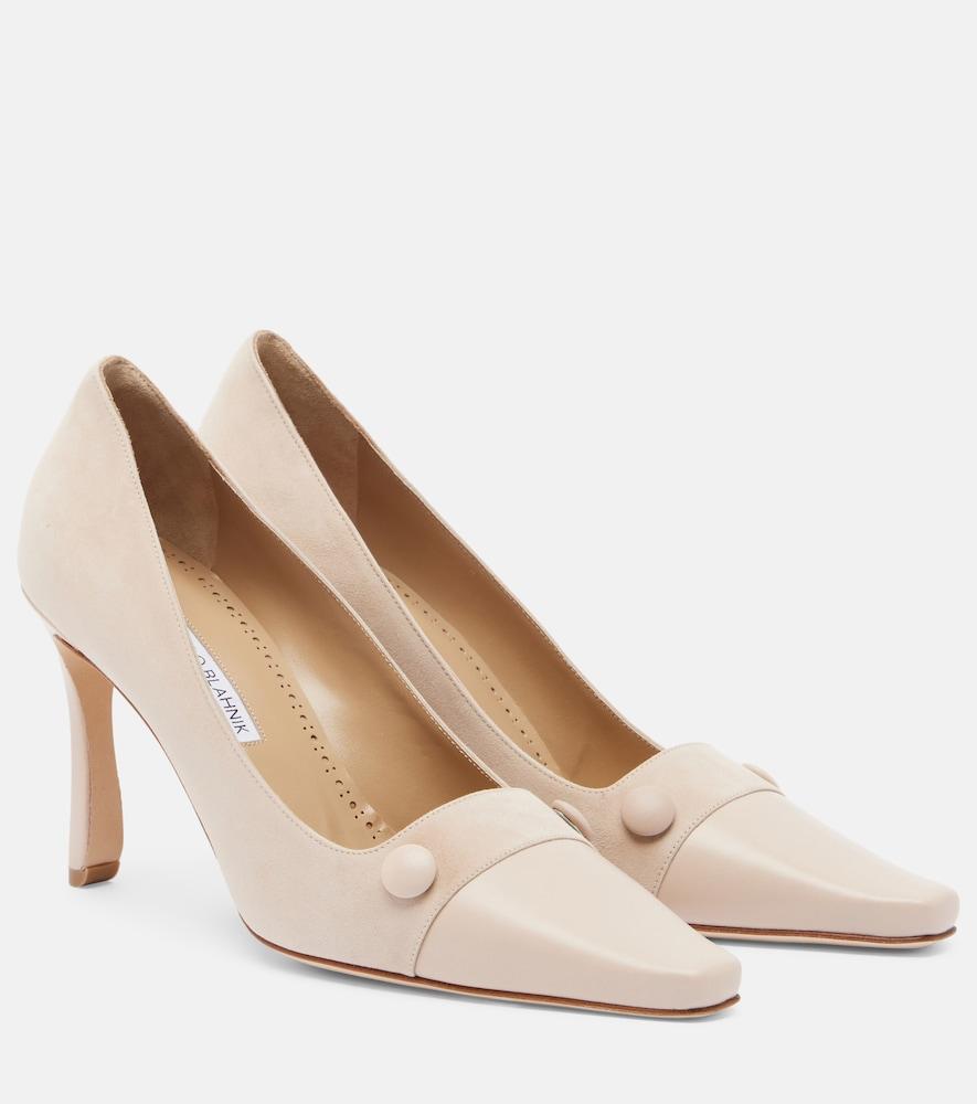 manolo blahnik quantapla suede pumps