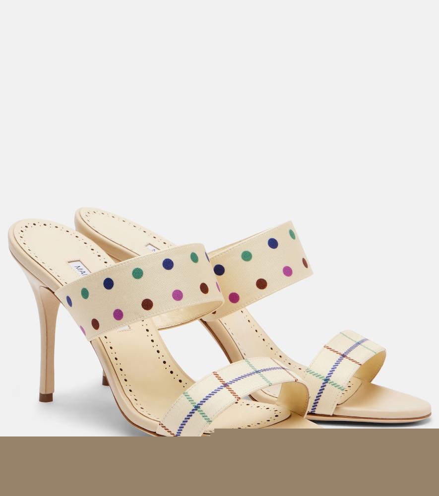 manolo blahnik ralotapla printed satin mules
