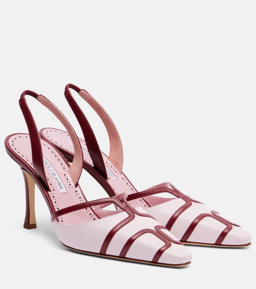 manolo blahnik sarto 90 leather slingback pumps