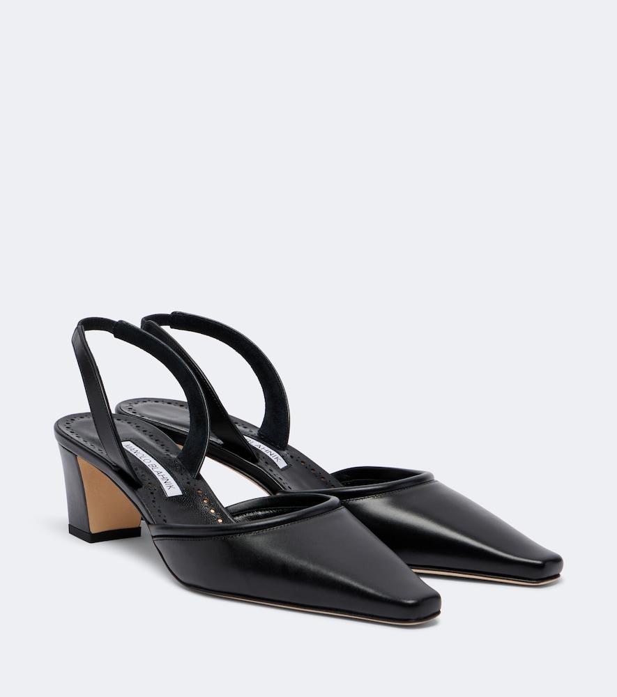 manolo blahnik vendona leather slingback pumps