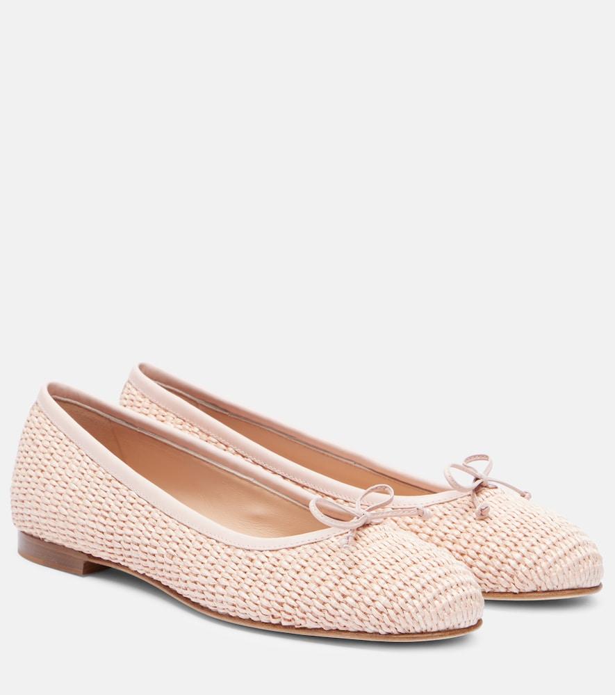 manolo blahnik veralli raffia ballet flats