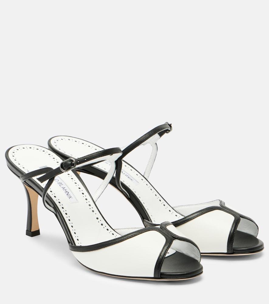 manolo blahnik versari 70 leather mules