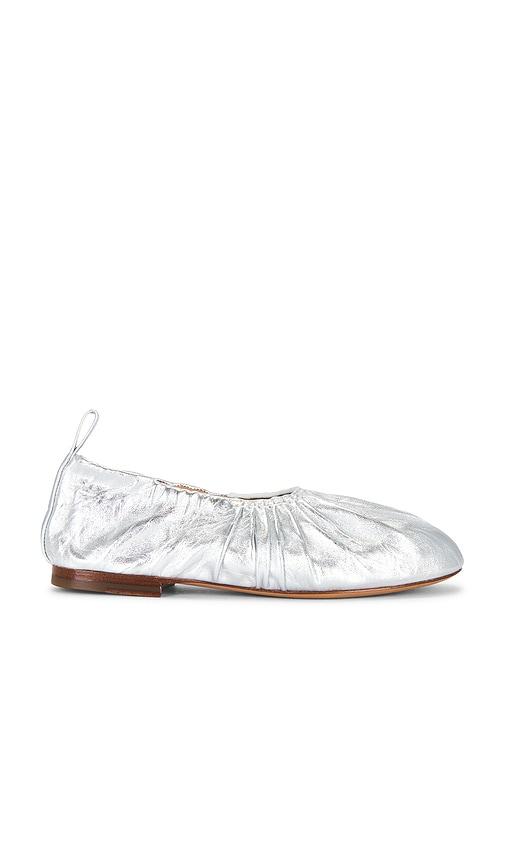 mansur gavriel ruched ballerina flat in metallic silver. - size 36 (also in 37, 39, 40)