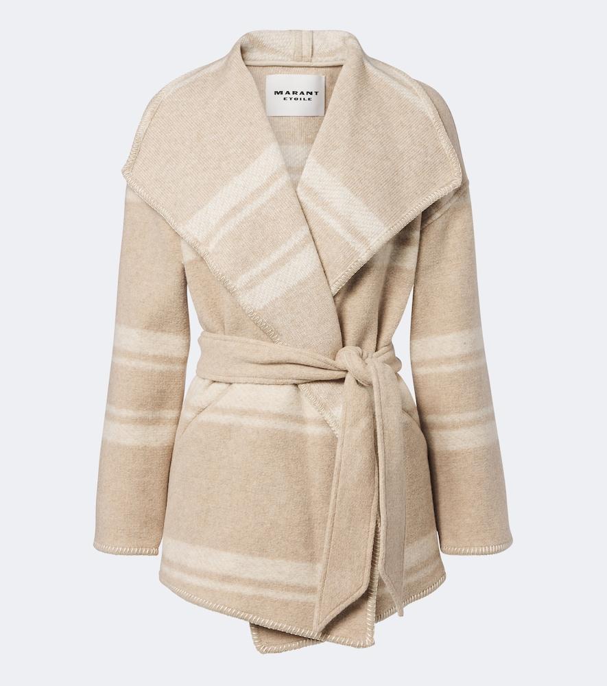marant etoile brea striped wrap coat