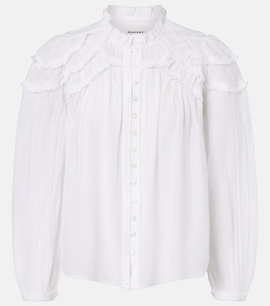 marant etoile christa ruffled cotton-blend blouse