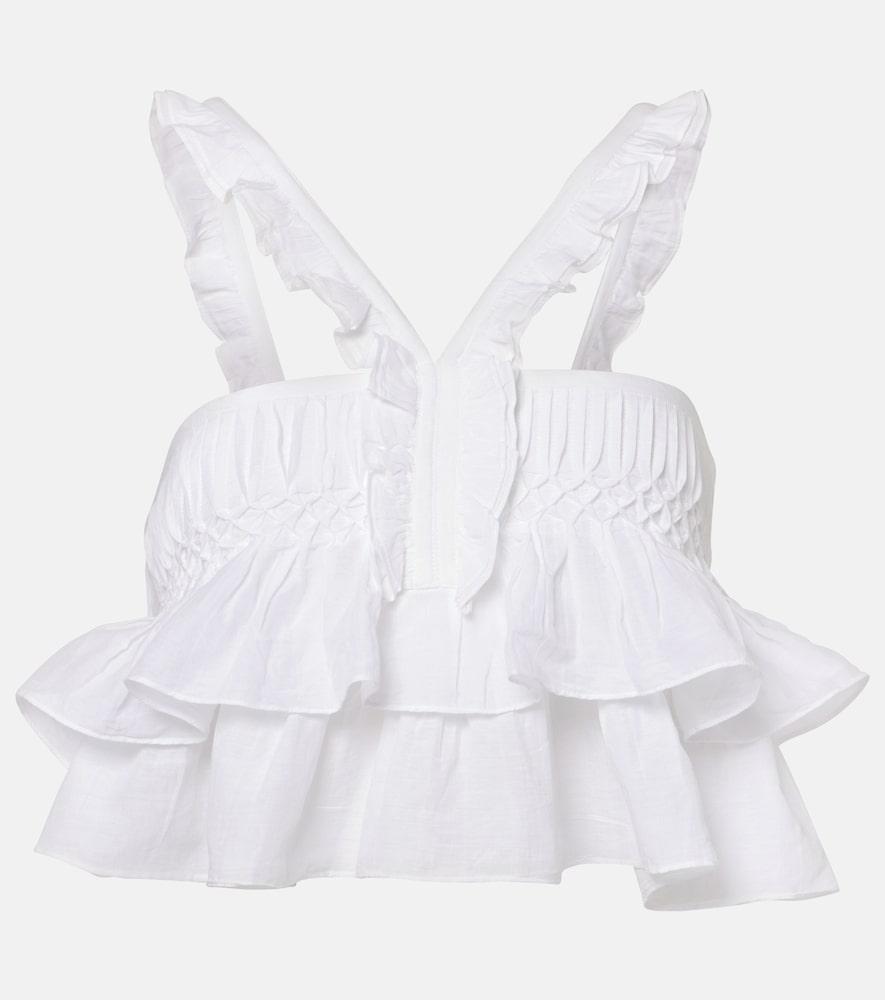 marant etoile daliana ruffled cotton-blend top