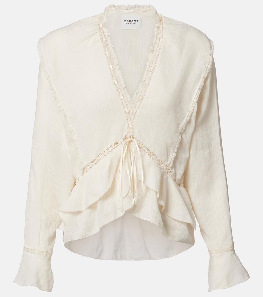 marant etoile damienne cotton and linen-blend top