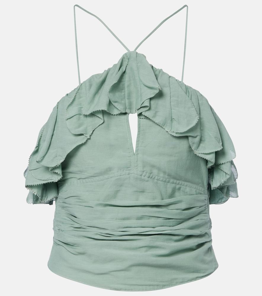 marant etoile djimia halterneck cotton-blend voile top