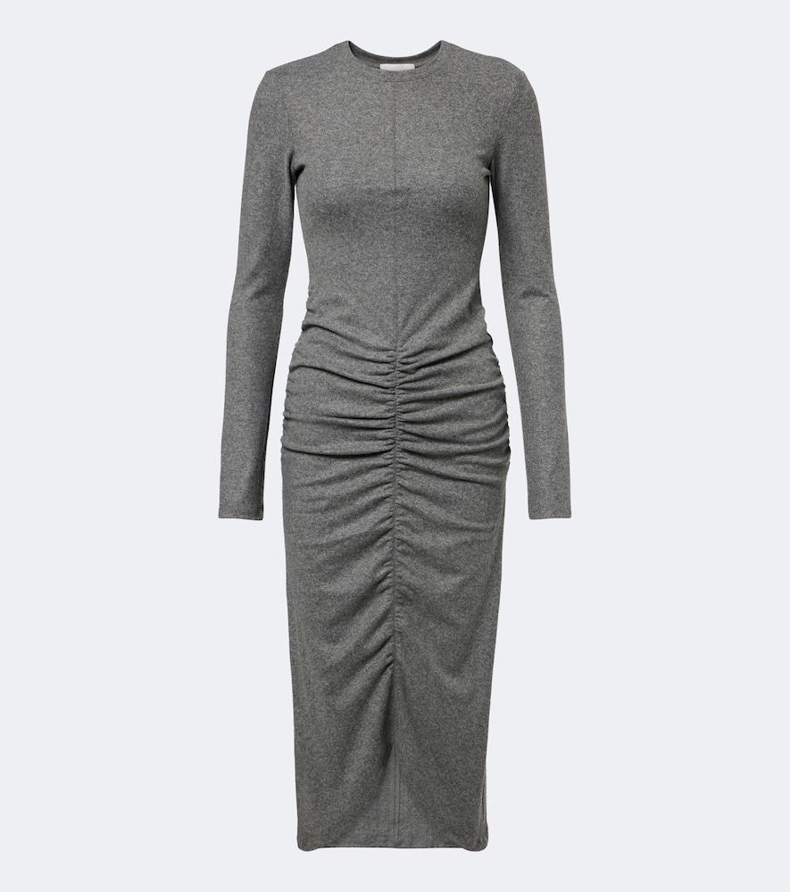 marant etoile dyling ruched jersey midi dress
