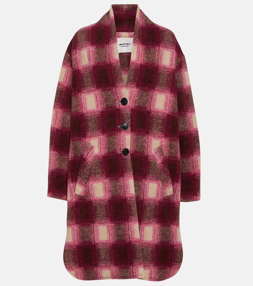 marant etoile gabriel checked wool-blend coat