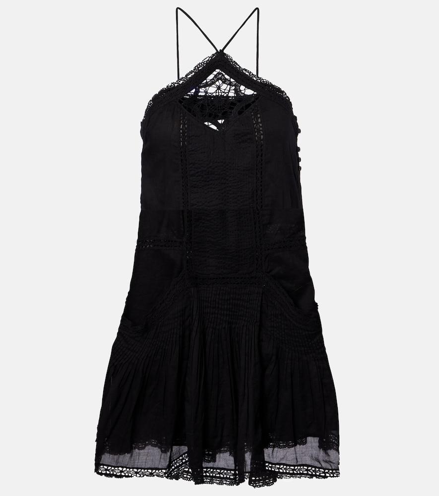 marant etoile geraldin lace-trimmed cotton minidress