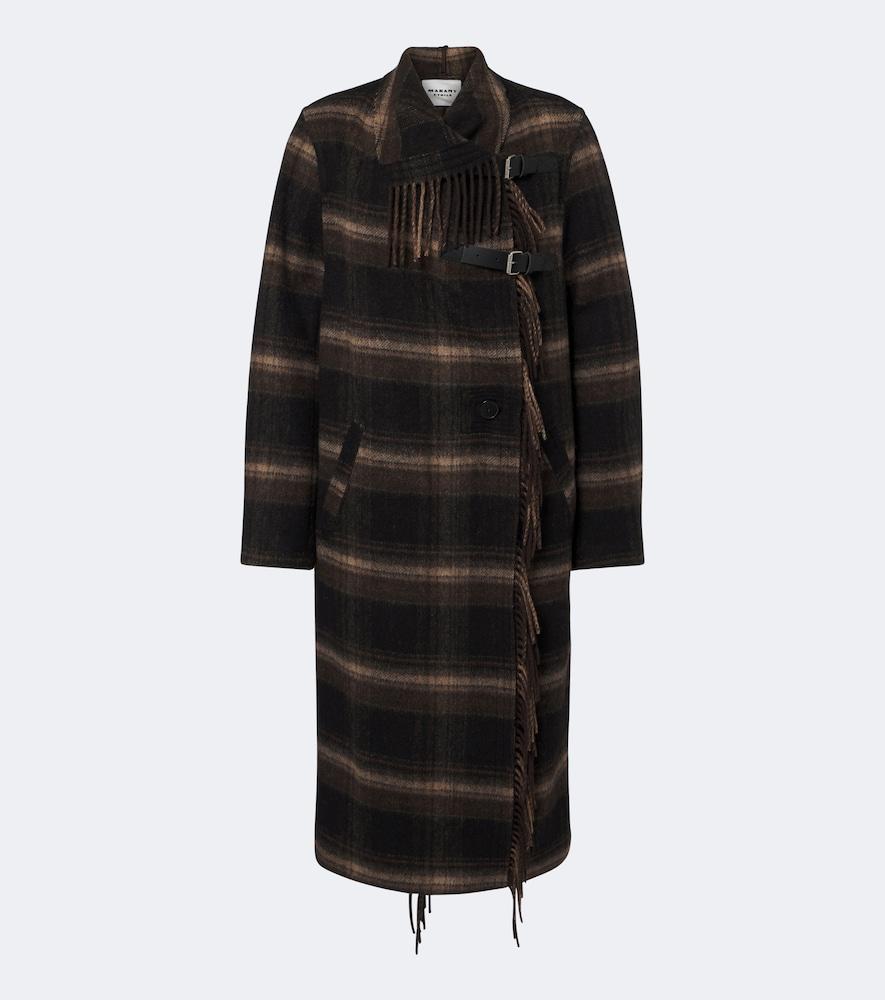 marant etoile gihan plaid wool-blend coat