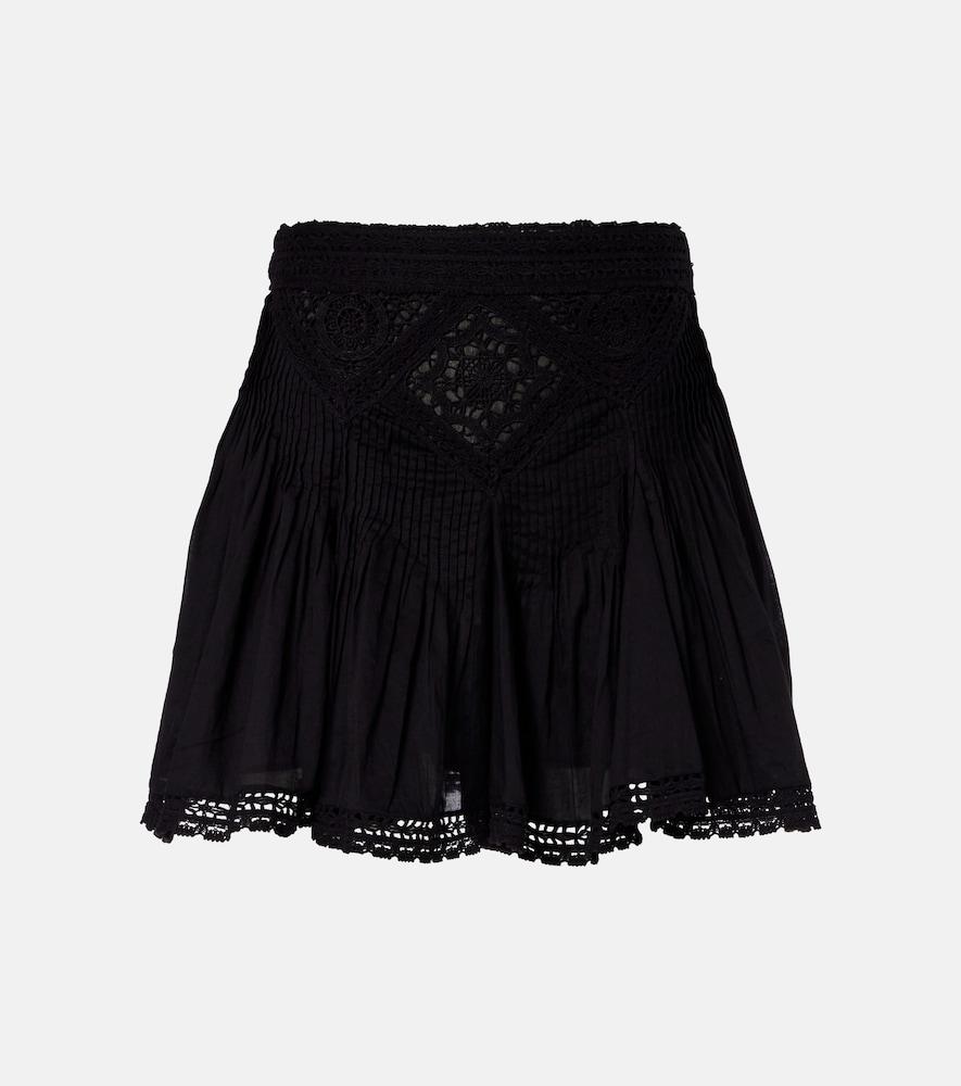 marant etoile goldie lace-trimmed cotton miniskirt