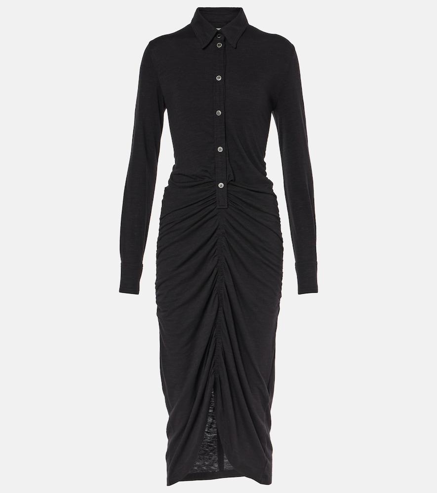 marant etoile ivalia gathered jersey polo dress