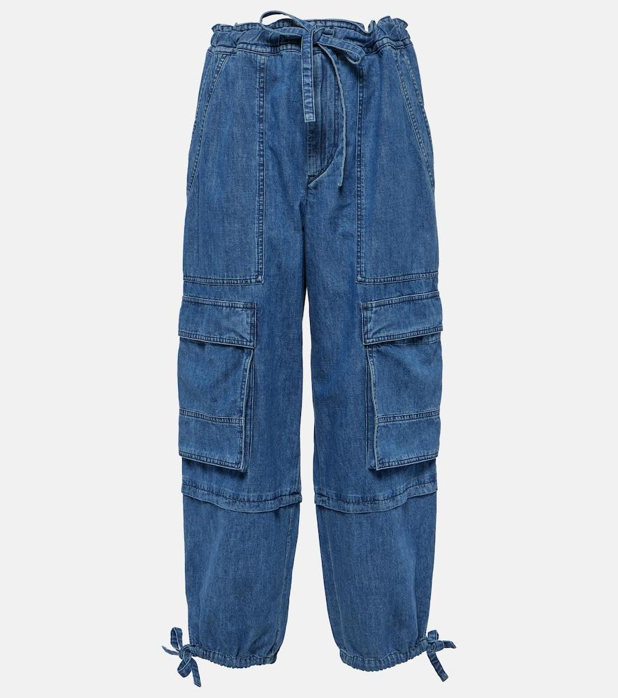 marant etoile ivy mid-rise denim cargo pants