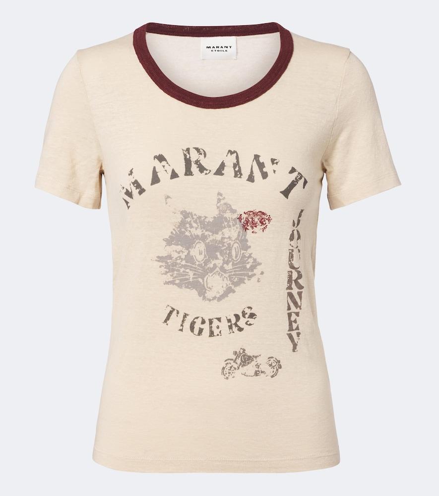 marant etoile kiliann printed linen t-shirt