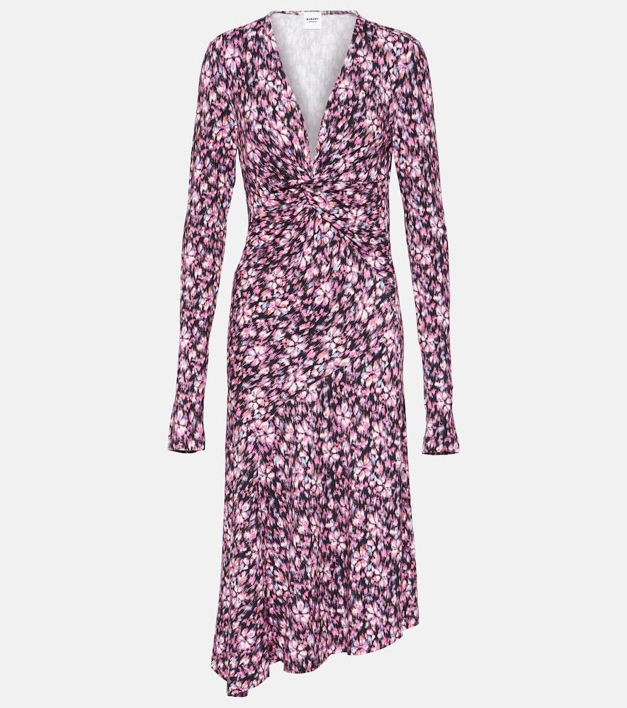 marant etoile lania printed jersey midi dress