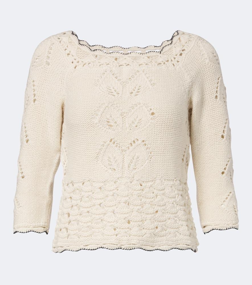 marant etoile lua pointelle cotton and wool sweater