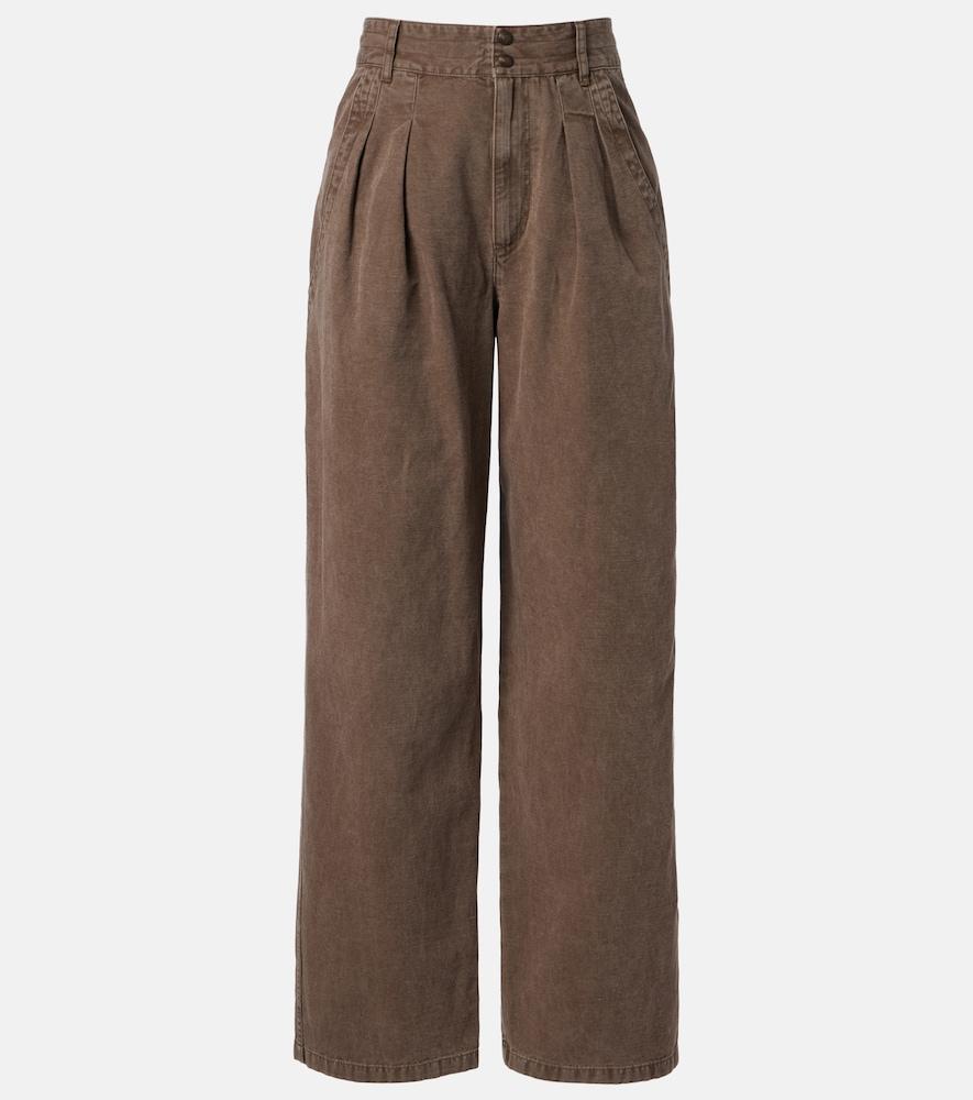marant etoile nadine cotton and linen wide-leg pants