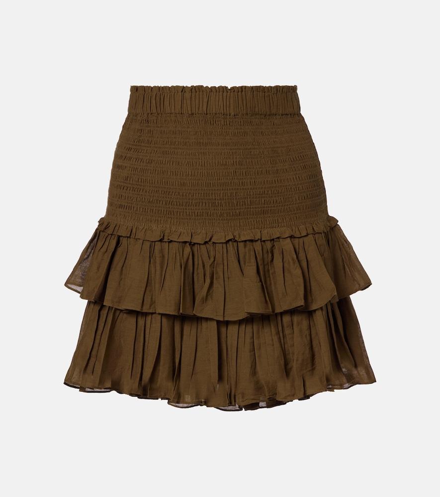marant etoile naomi smocked cotton-blend miniskirt