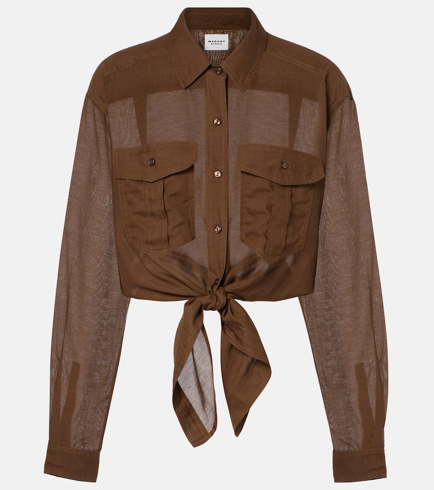 marant etoile nath cropped cotton-blend shirt