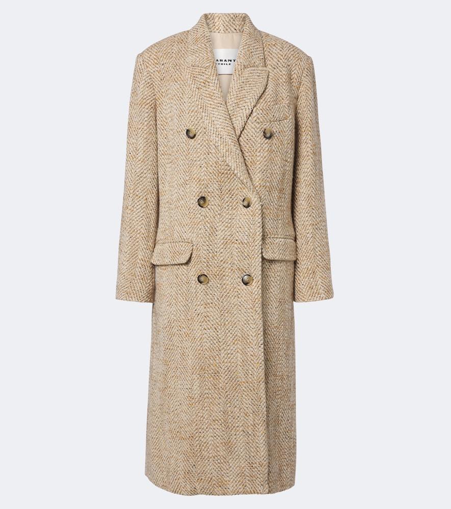marant etoile pilda herringbone double-breasted coat