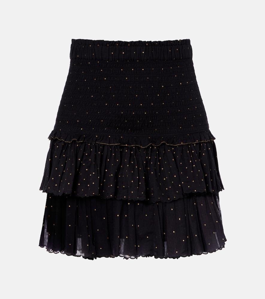 marant etoile polka-dot embroidered cotton miniskirt