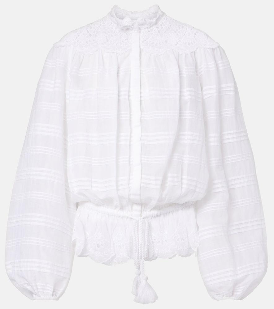 marant etoile polly lace and cotton blouse