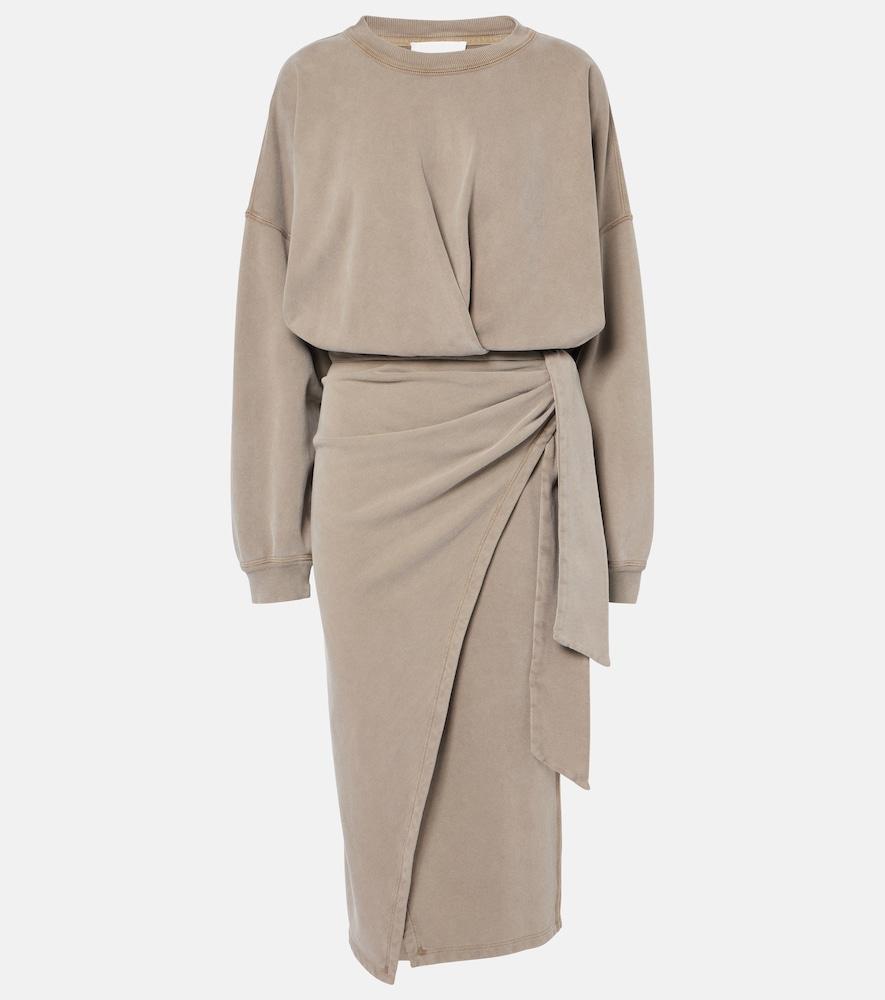 marant etoile sandrina draped cotton midi dress