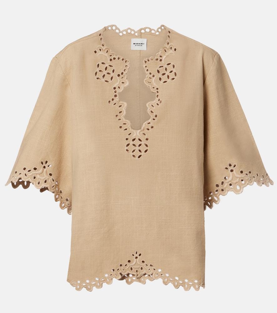 marant etoile shana embroidered cotton top