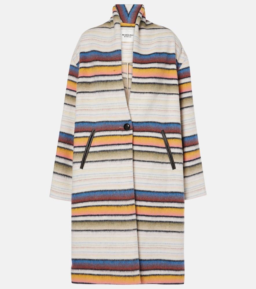 marant etoile striped wool-blend coat