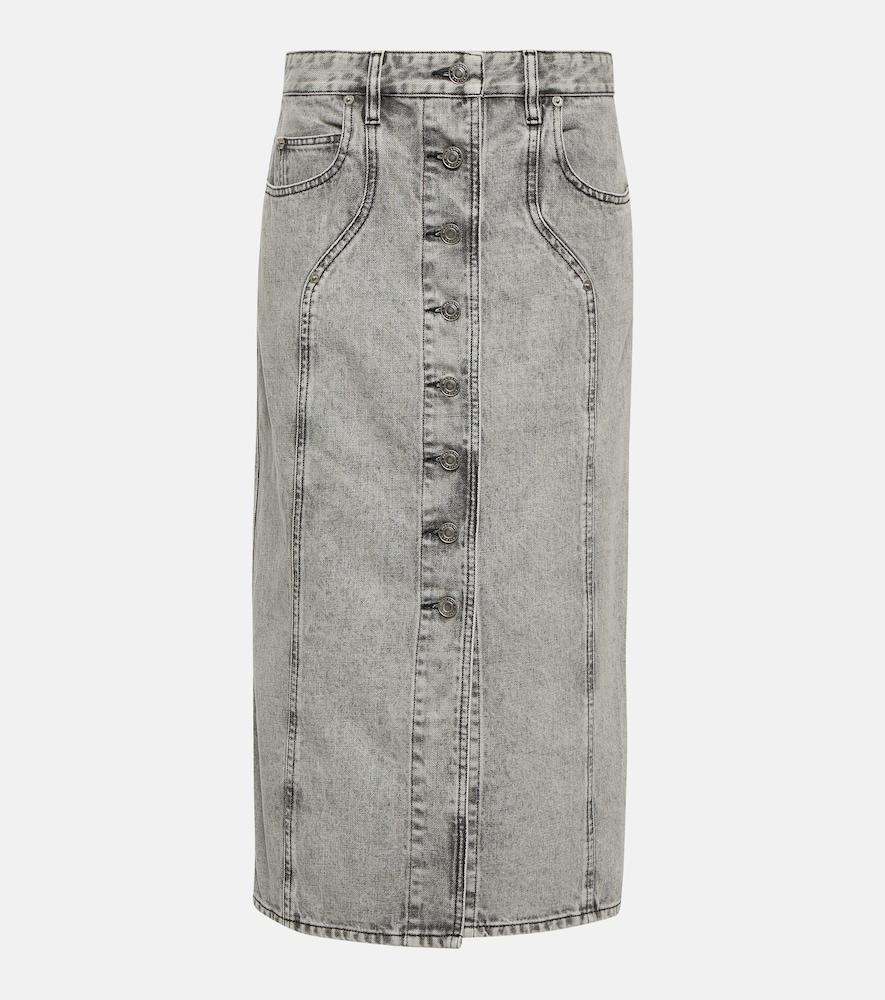 marant etoile vandy denim midi skirt