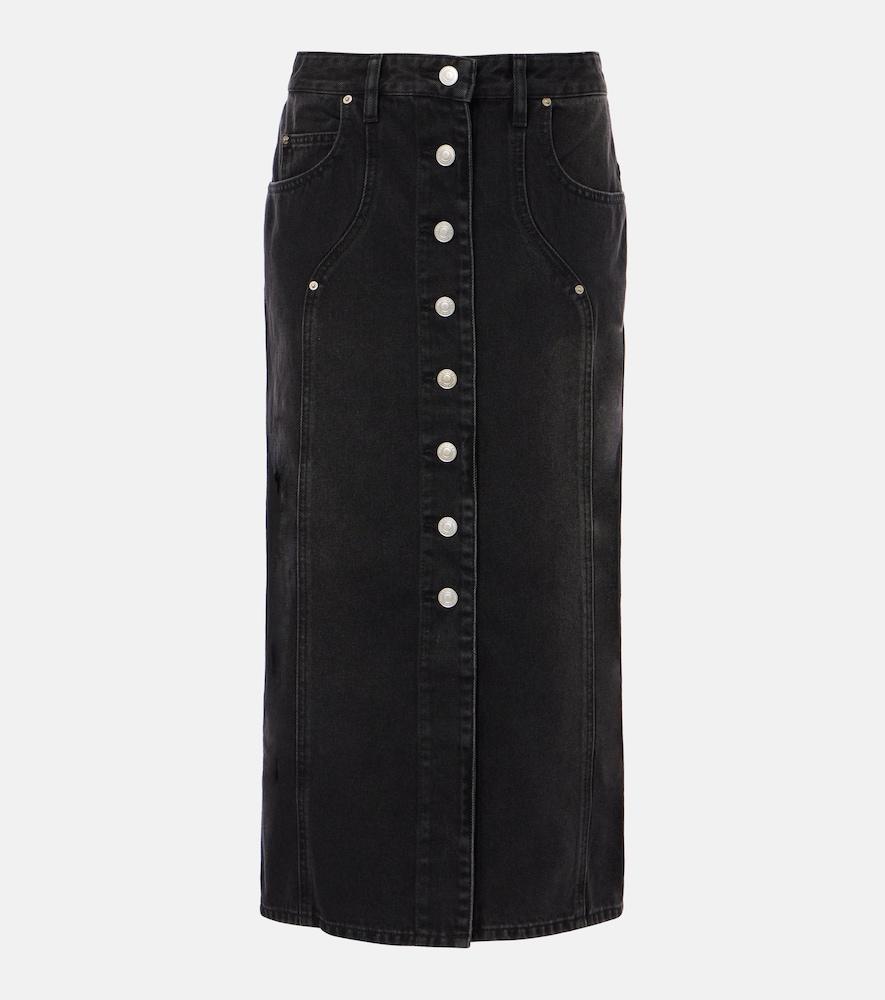 marant etoile vandy high-rise denim midi skirt